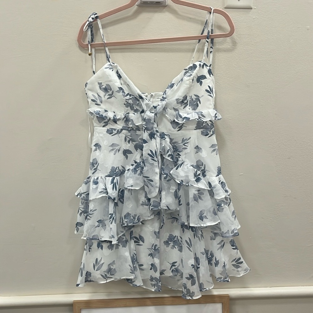“One and Only collective” dress, size large, white and blue